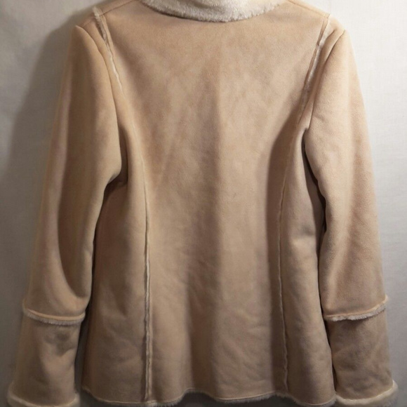 Winter Coat Jacket Suede Sherpa Faux Fur - Picture 2 of 5